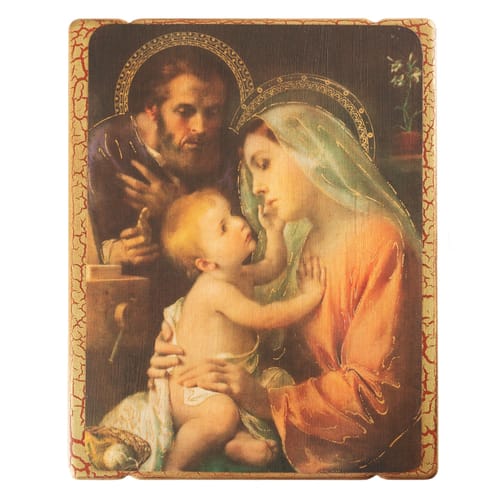 Embrace of the Holy Family Wood Plaque