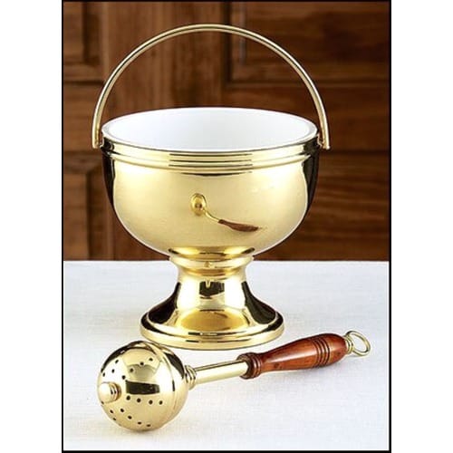 Gold Holy Water Pot With Sprinkler Set