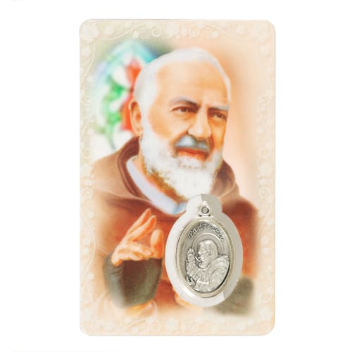 Padre Pio Pocket Prayer Card and Medal