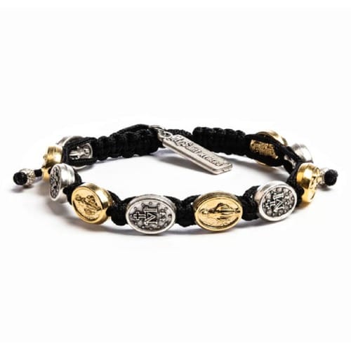 Miraculous Medal Macrame Bracelet in Black