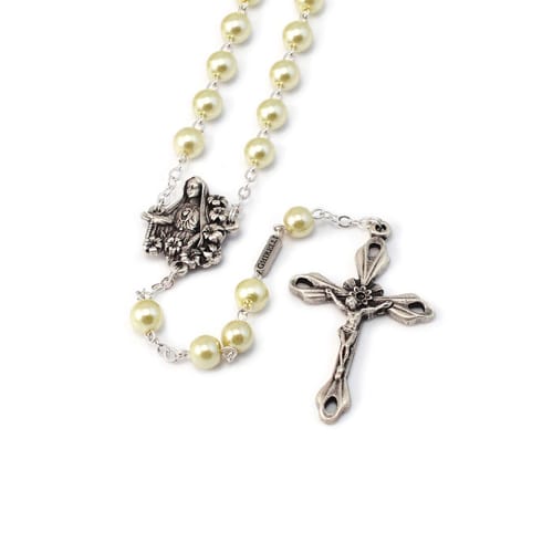 Lily of Purity Pearl and Silver Rosary