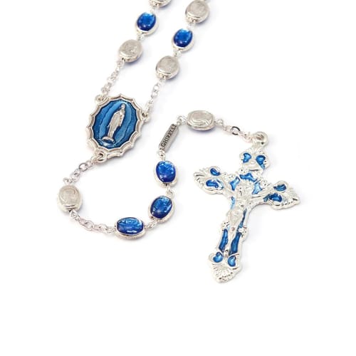 Lourdes Virgo Maria Blue &amp; Silver Rosary