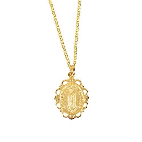 Gold Plated Our Lady of Guadalupe Lace Necklace