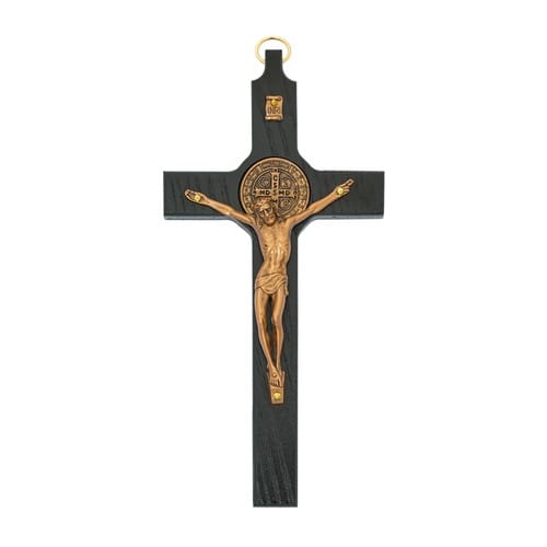 Black Wood and Copper St. Benedict Crucifix - 8&quot;