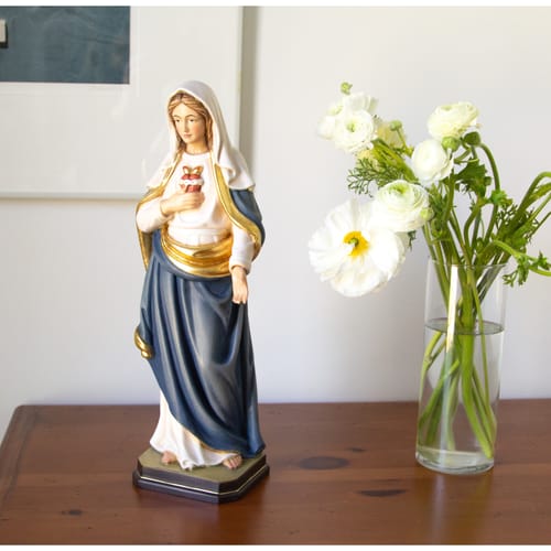 Immaculate Heart of Mary Italian Wood Statue