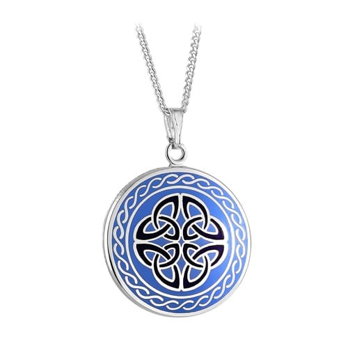 Book of Kells Blue Trinity Knot Necklace