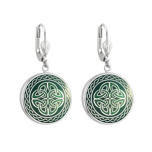 Book of Kells Green Trinity Knot Earrings