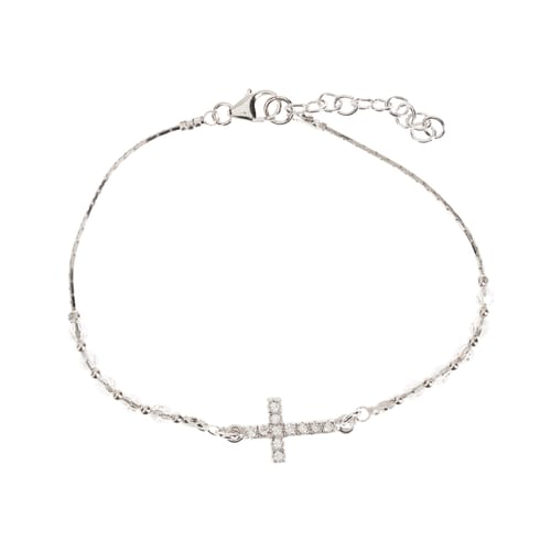 Swarovski Clear Crystal Rosary Bracelet with Crystal Cross