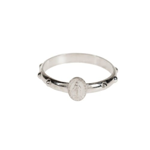 Sterling Silver Miraculous Medal Rosary Ring