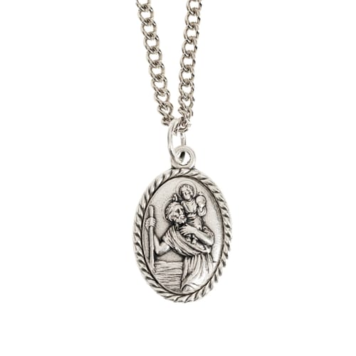 Roped St. Christopher Medal Necklace