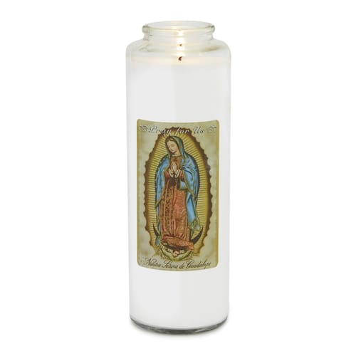 Our Lady of Guadalupe Devotional Glass Candle - 6-7 Day - Box...