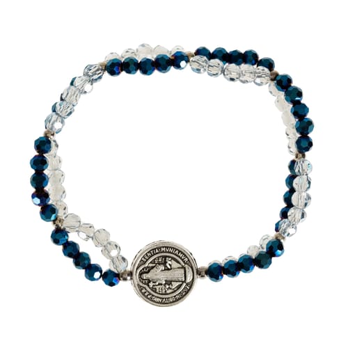 Double Strand Blue St. Benedict Stretch Bracelet