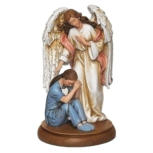 Angel Protecting Female Doctor/Nurse Figurine - 7.25&quot;