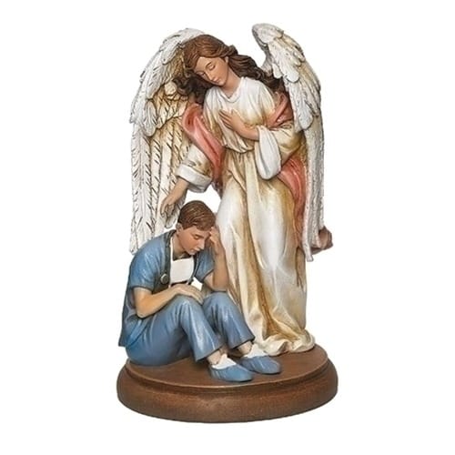 Angel Protecting Male Doctor/Nurse Figurine - 7.25&quot;