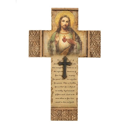 8&quot;H SACRED HEART SAINT CROSS