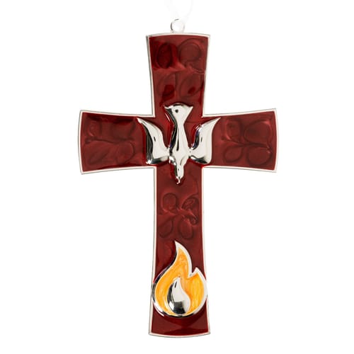 Confirmation Wall Cross with Dove &amp; Flame - 7.5&quot;