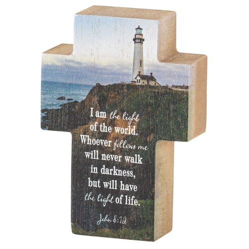 Lighthouse Wood Table Cross - 4&quot;