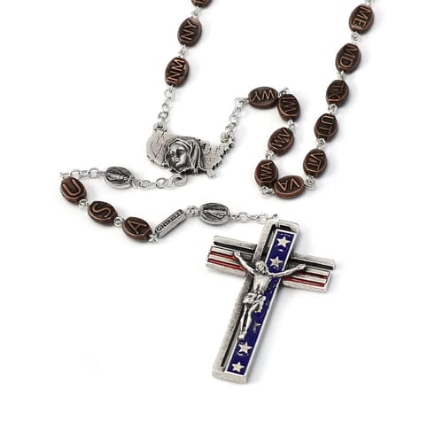 USA Rosary in Antique Silver