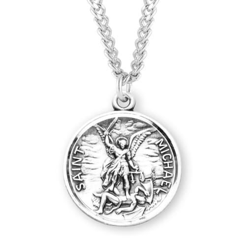 St. Michael Warrior Sterling Medal Necklace