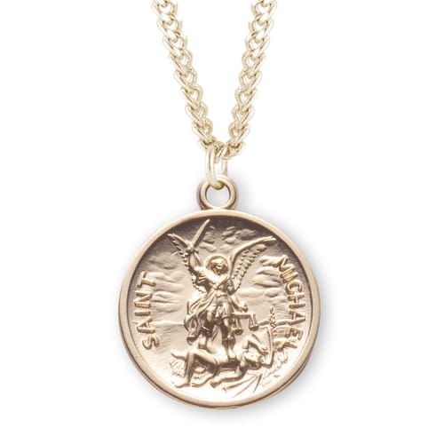 Saint Michael Warrior Gold/Sterling Medal Necklace