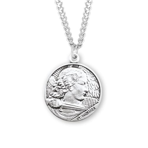 St. Michael Sterling Profile Medal Necklace