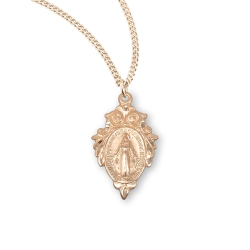 Gold/Sterling Baroque Miraculous Medal Necklace