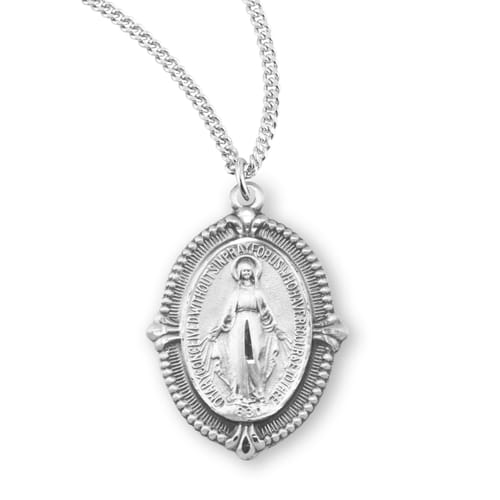 Sterling Victorian Cameo Miraculous Medal Necklace