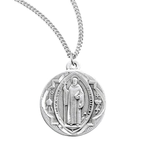 St. Benedict Rose Window Sterling Medal Necklace