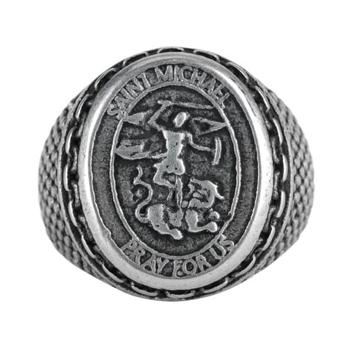 Men's St. Michael Medallion Ring - Size 11