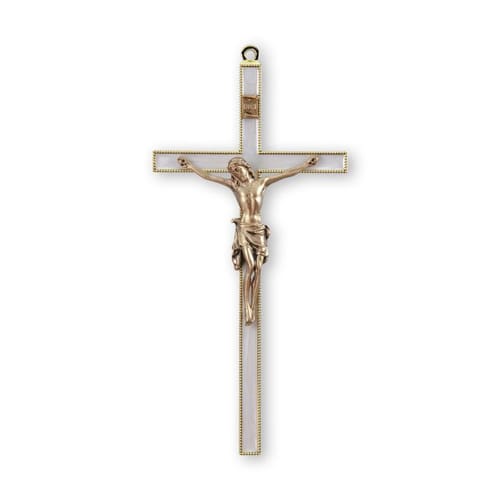 Pearlized Gold Wall Crucifix - 7&quot;
