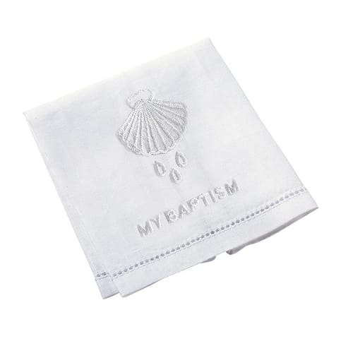 Embroidered Shell Baptismal Napkins - Package of 4