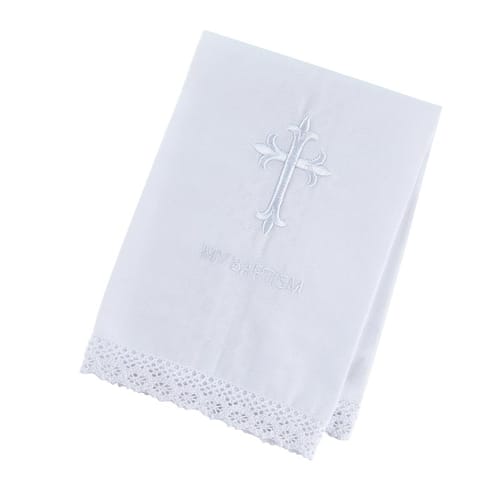 Fleur de Lis Cross Baptismal Towel - Package of 4