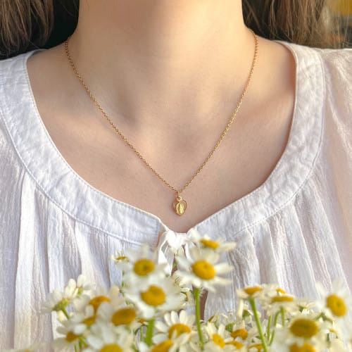 Gold Over Sterling Petite Heart Miraculous Medal Necklace