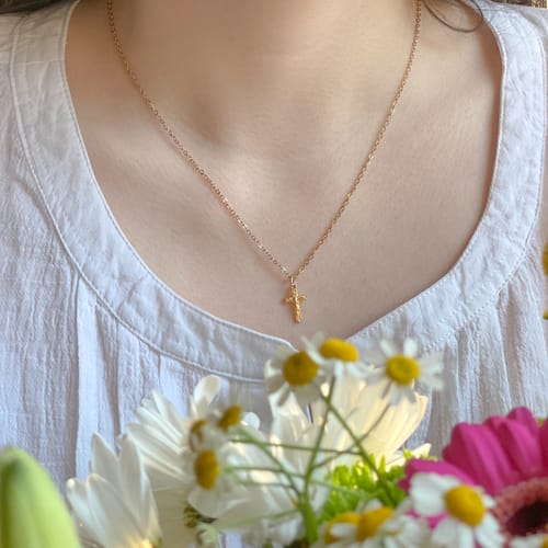 Petite Gold Over Sterling Crucifix Necklace