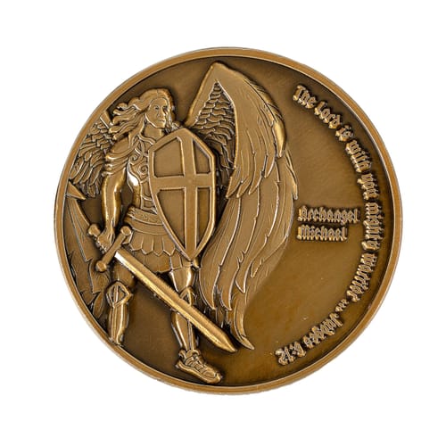 St. Michael Antique Gold-Plated Pocket Coin