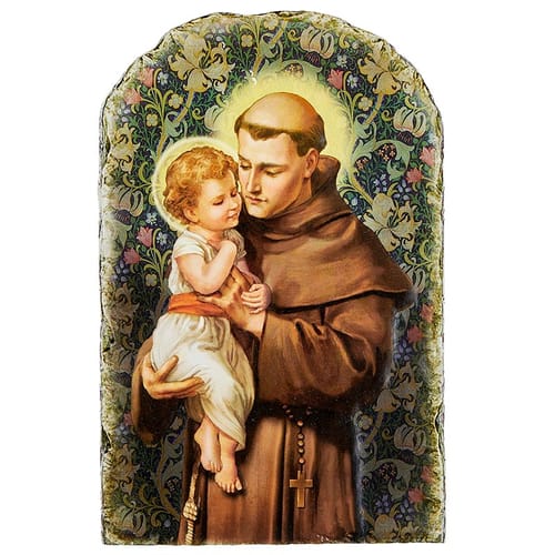 St. Anthony Arched Tile Plaque with Stand - 8.5&quot;