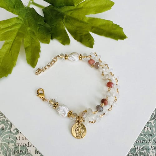 Two-Strand Freshwater Pearl &amp; Moonstone Marian Bracelet