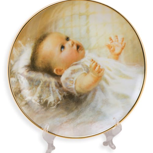 Baptismal Remembrance Plate with Gold Edge