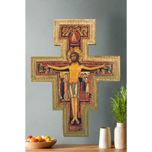 San Damian Crucifix w/ Florentine border - 10 Inch