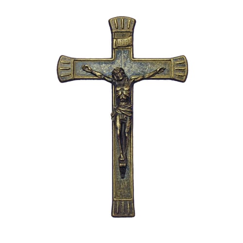 Antique Brass Crucifix, 7.5&quot;