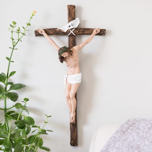 Italian Handpainted Crucifix - 16 inches