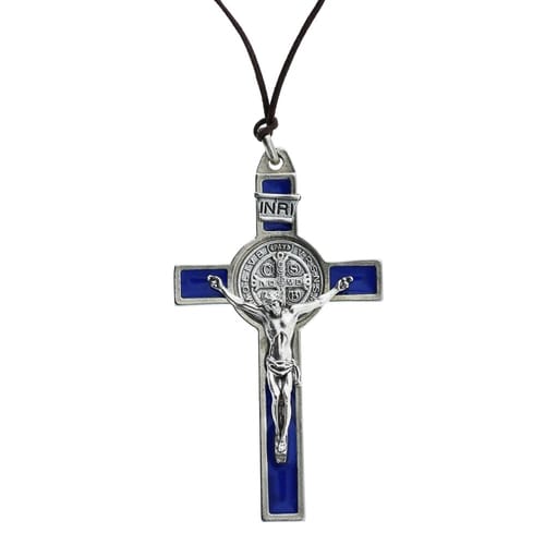 Blue St. Benedict Pectoral Crucifix, 3 inch