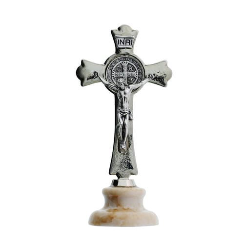 Standing St. Benedict Silver Crucifix, 3 inch