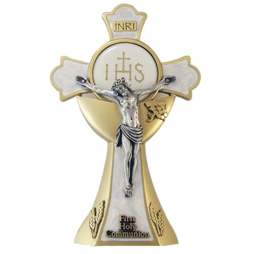 First Holy Communion Gold &amp; Pearl Crucifix