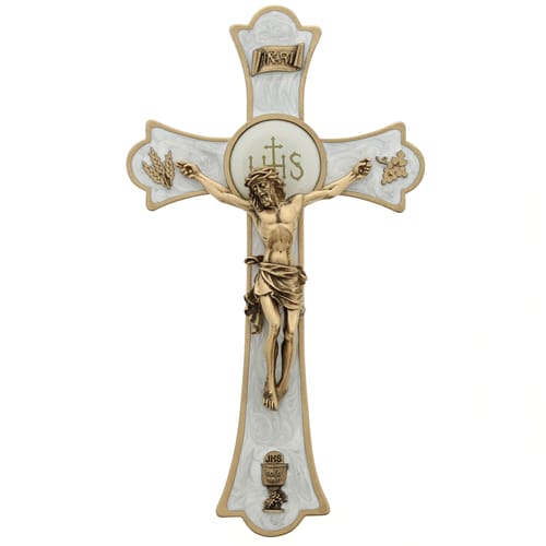 Pearl &amp; Gold Holy Mass Crucifix