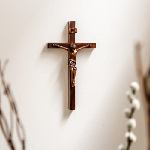 Mahogany Wall Crucifix 8 inch