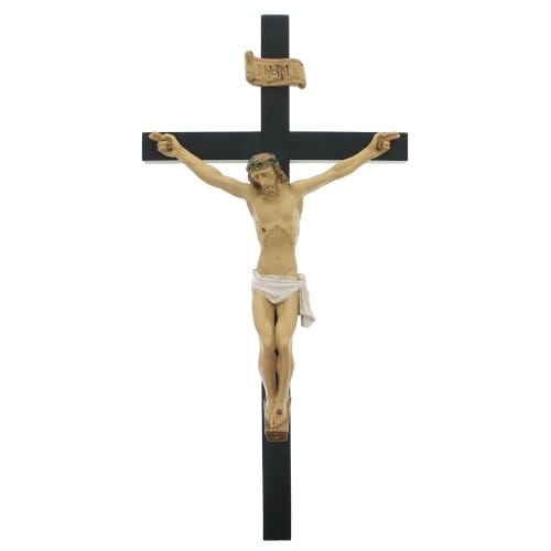 Black Wood Crucifix with Italian Corpus