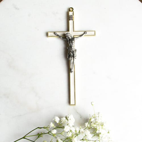 Pearlized Gold &amp; Silver Crucifix - 7 inch