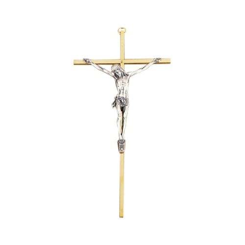 10&quot; Gold Cross with Silver Corpus