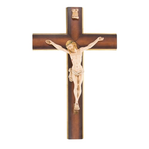 Gold Border Wood Italian Crucifix